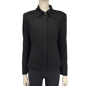 CLEO Lightweight Minimalist Office‎ Black Hips Lenght Shoulderpads Jacket sz 6